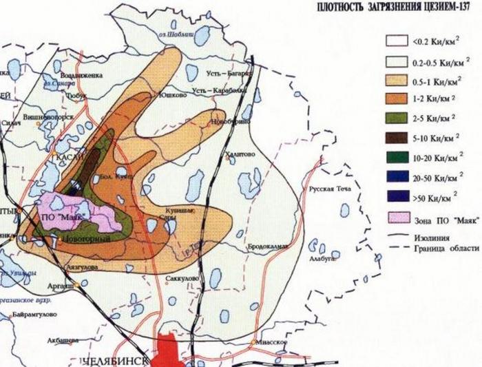 Восточно уральский радиоактивный след карта