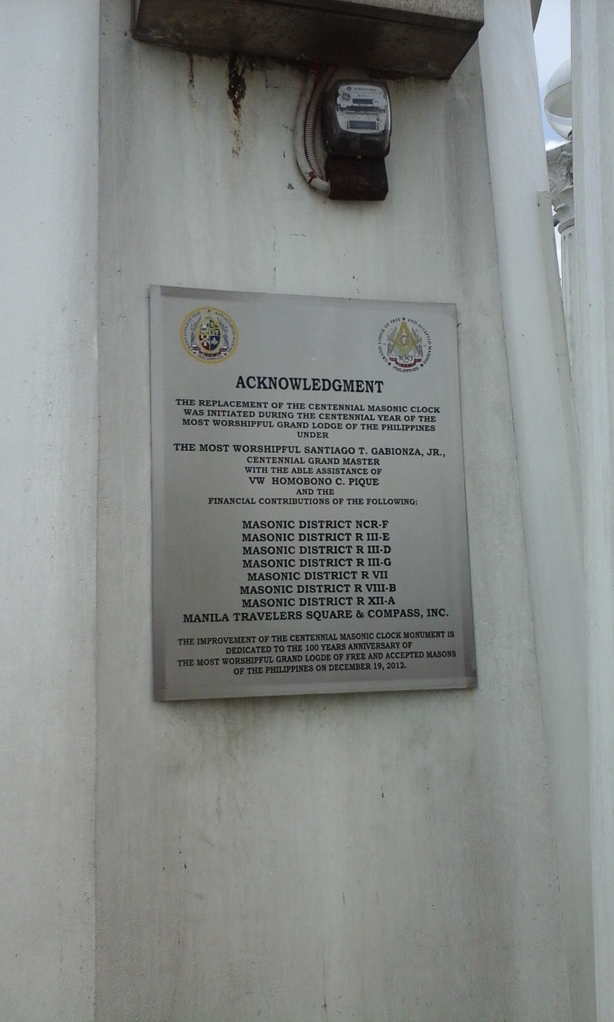 Centennial Masonic Clock Monument - Manila