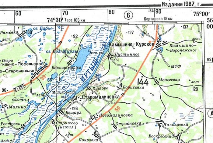 Карта нижнеомского района