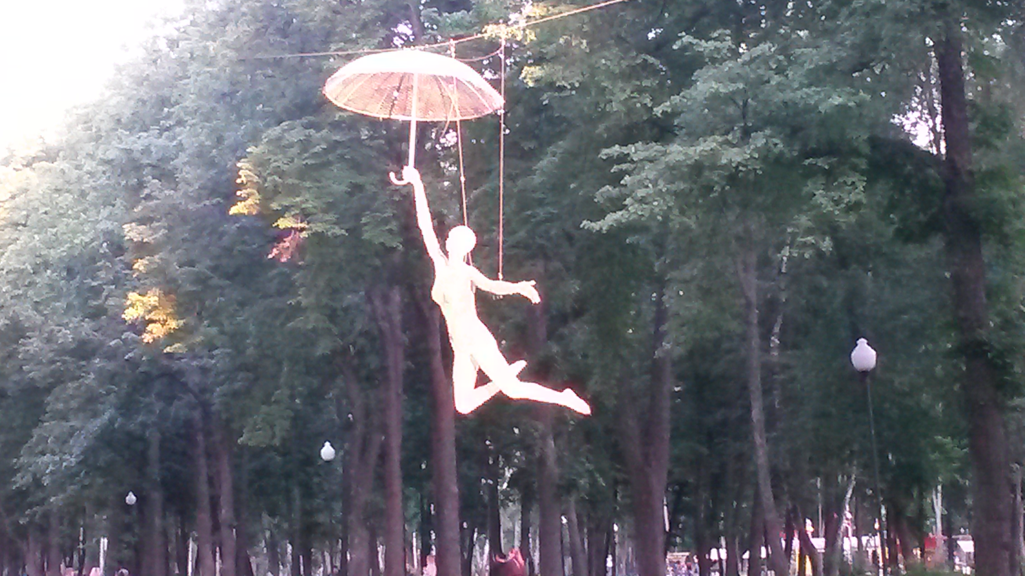 Flying with the Umbrella Ballerina Wire Sculpture - Kharkiv