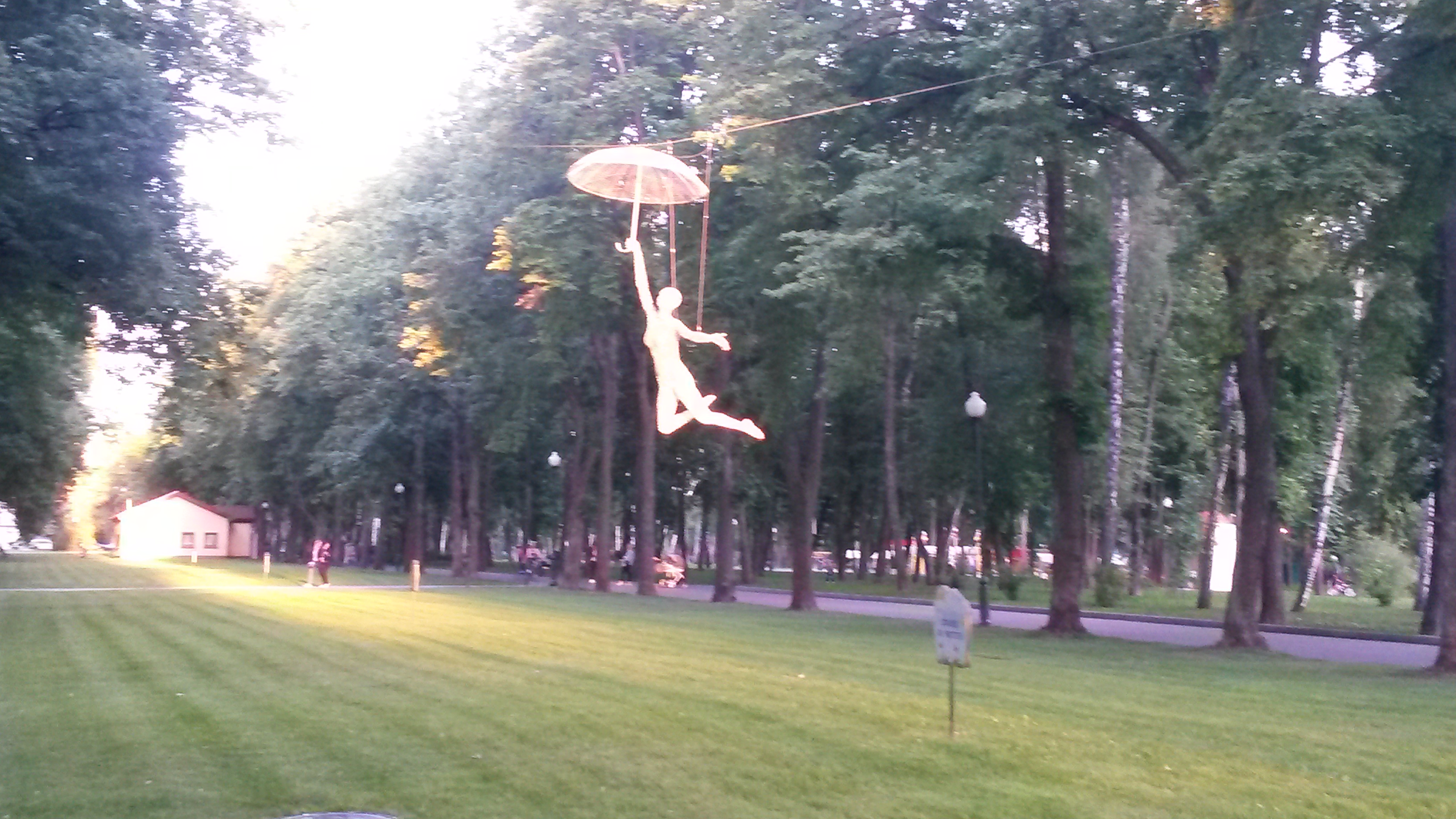 Flying with the Umbrella Ballerina Wire Sculpture - Kharkiv