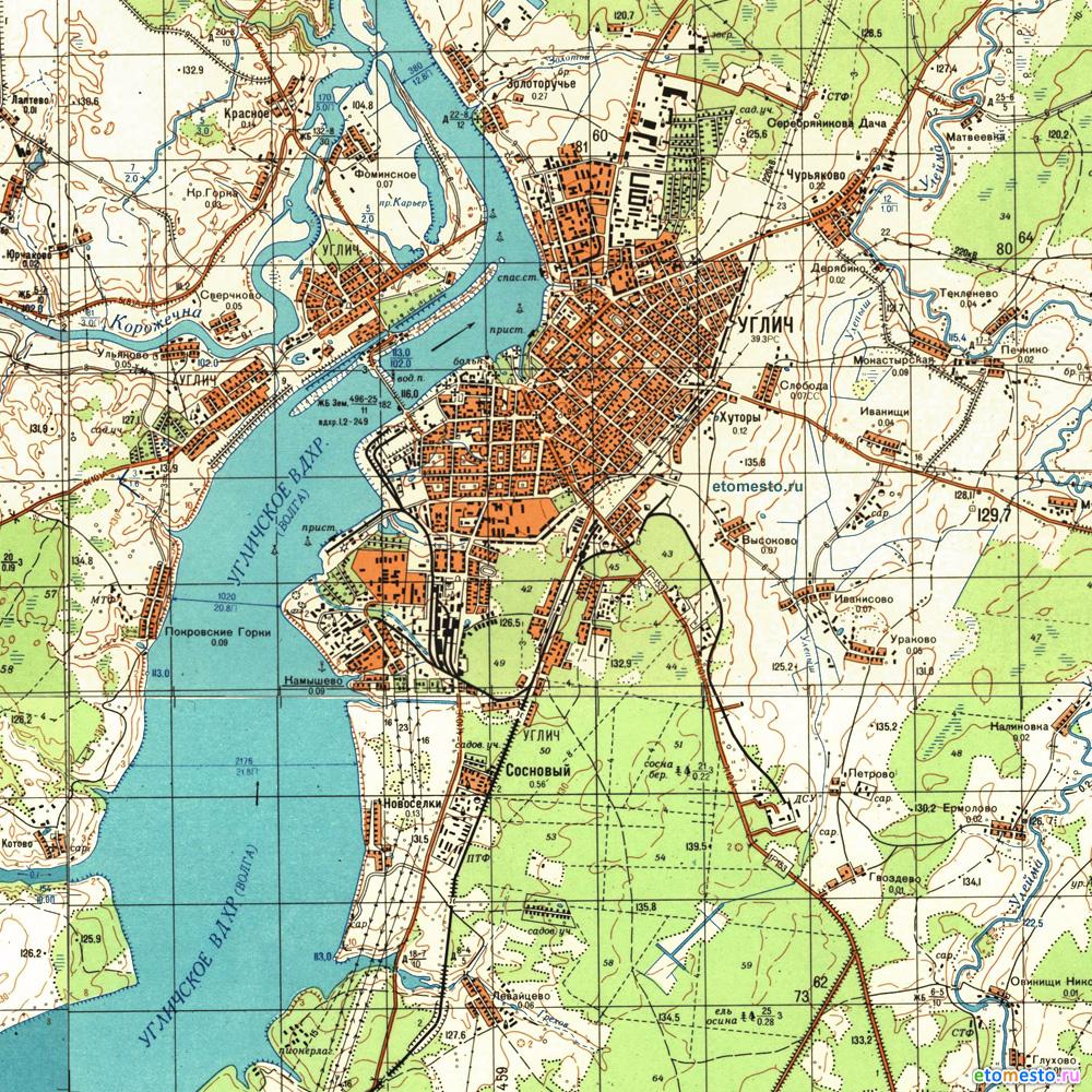 Карта углича. Топографическая карта Углича. Топографическая карта города Углич. Карта ЖД Углича. Фото карты Углича.