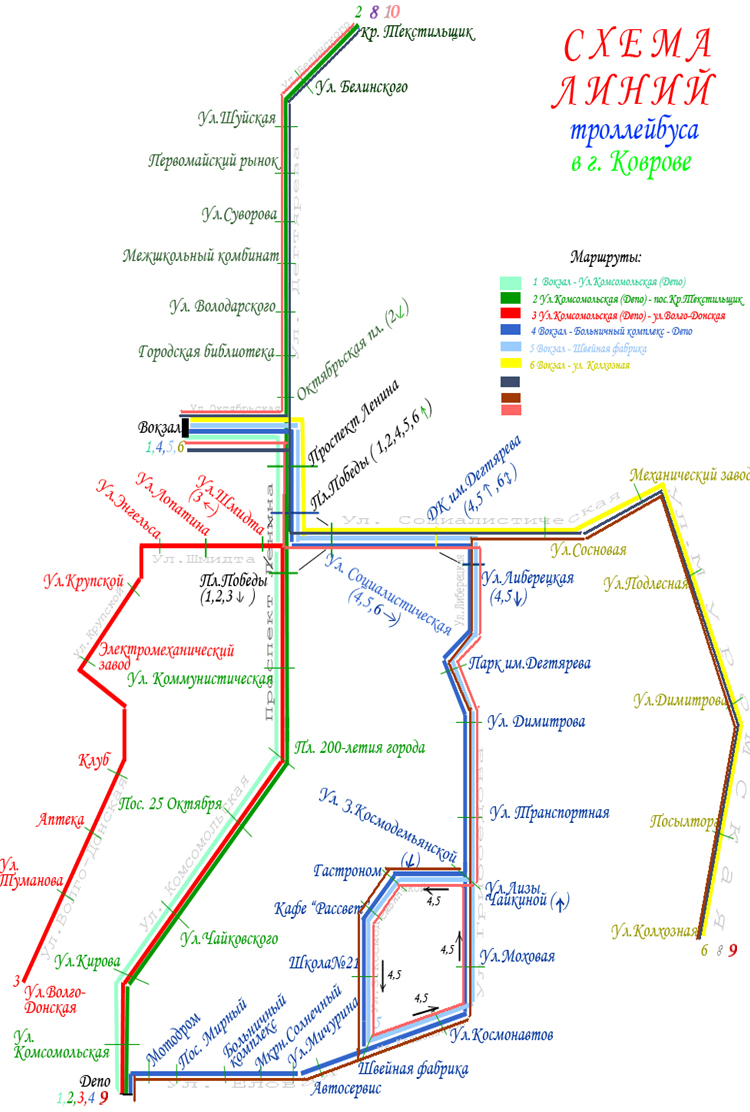 Маршруты автобусов в коврове по городу схема